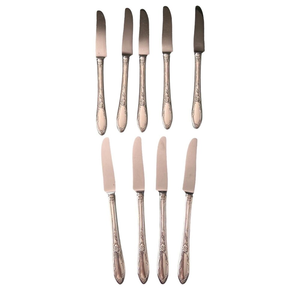 9 CHATEAU Silver Plate Heirloom 1934 Flatware 8 5/8" Dinner Knives
